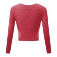 thumbnail image 4 of cfhntfmh Going out Tops for Women Soft Cross V Neck Long Sleeve Crop Shirts Sexy Lightweight Plain Basic Undershirts, 4 of 4