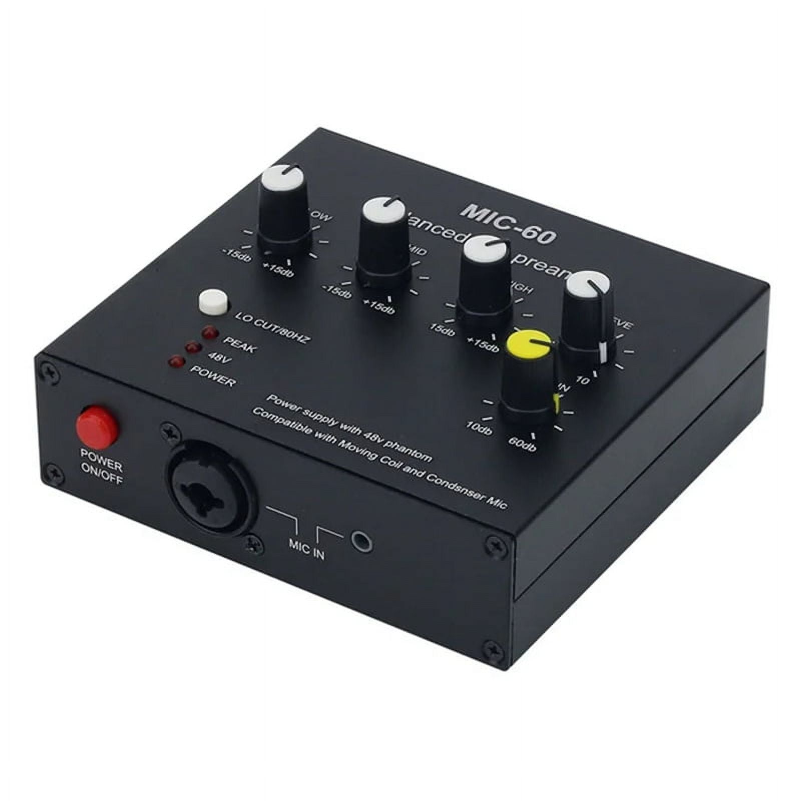 MIC-60 3-Band Equalizer Balanced Mic Preamp Microphone Preamplifier with DC Cable and 6.5mm Cable