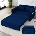 thumbnail image 3 of Ucloveria Velvet Sofa Bed, 54" Modern Convertible Loveseat with 2 Pillows and Detachable Side Pockets, Velvet Small Loveseat Sofa Bed for Livingroom (Blue), 3 of 10