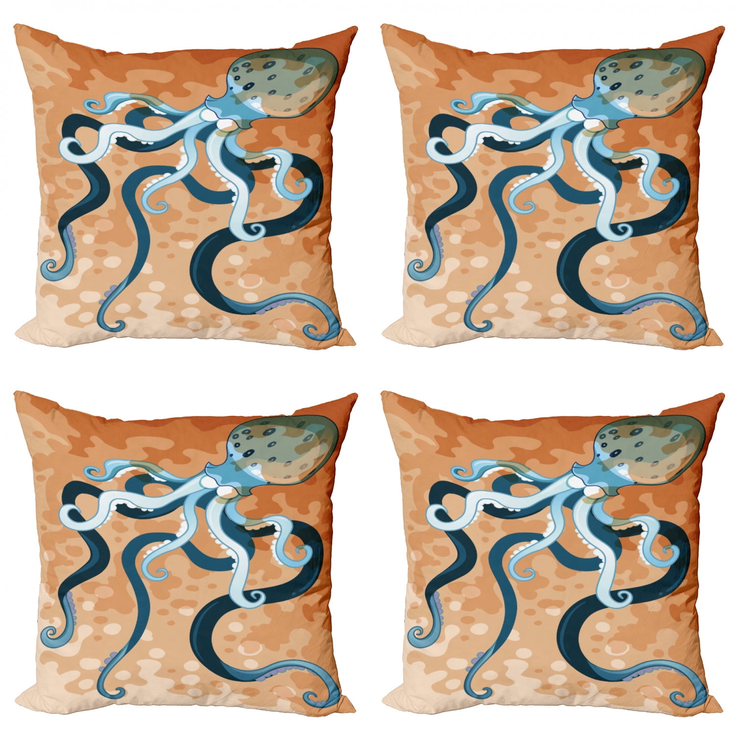 Octopus Throw Pillow Cushion Case Pack of 4, Giant Cephalopod Legs