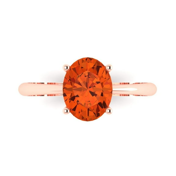Solitaire Engagement Ring for Women - 2ct Simulated Red Diamond in 18K Rose Gold Promise Ring