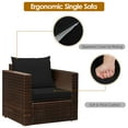 thumbnail image 4 of Costway 3PCS Patio Rattan Furniture Set Conversation Sofa Cushioned Black, 4 of 10