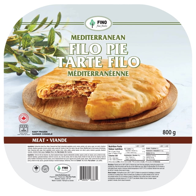 Fino Fine Foods Mediterranean Filo Pie Meat 800/Gram, Mediterranean Filo Pie Meat