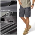 thumbnail image 3 of liyiyiyia Mens Shorts Quick Dry Casual Summer Shorts Cargo Quick Dry Work Hiking Shorts Grey 30, 3 of 8