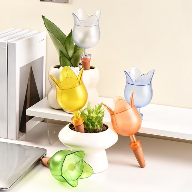 Espigas automáticas para riego de plantas - Goteadores de aves auto-riegos para plantas en maceta, sistema de auto-riego para vacaciones con estacas de terracota de colores