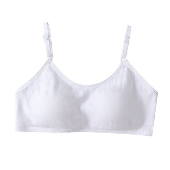 Sport Crop Bras for & Training Girls Bras with Adjustable Straps Fixed Pads,White,One Size