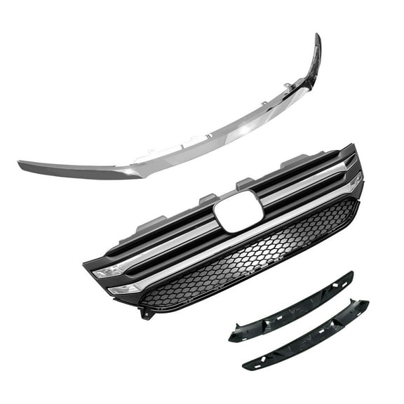 Upper Grille For 2016 2017 2018 Honda Pilot Grill w/Chrome Surround Molding Trim