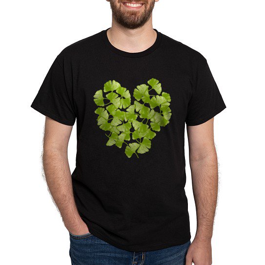CafePress - Ginkgo Leaf Heart Dark T Shirt - Men's Classic Cotton T-Shirts