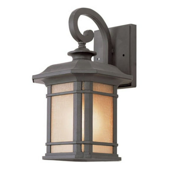 One Light Black Tea Stained Linen Glass Wall Lantern