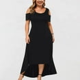 thumbnail image 5 of LYXSSBYX Plus Size Dresses for Women on Clearance 5 X Plus Size Women Sexy Strapless Draw Back Short Sleeve Dress, 5 of 5