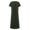thumbnail image 5 of CHOK Robe en Lin Décontractée à Manches Courtes et Col Rond pour Femmes, Couleur Unie, Coton et Lin, Robe d'Été 2024 avec Poches, Gris, TG, 5 of 5