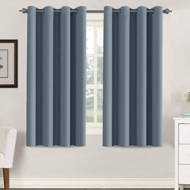 Cortinas blancas de 96 pulgadas de largo, paneles de tratamiento de ventana/cortinas para sala de estar, diseño moderno, paneles de cortina con ojales para comedor, juego de 2, azul piedra, 52 pulgadas de ancho x 63 pulgadas de largo