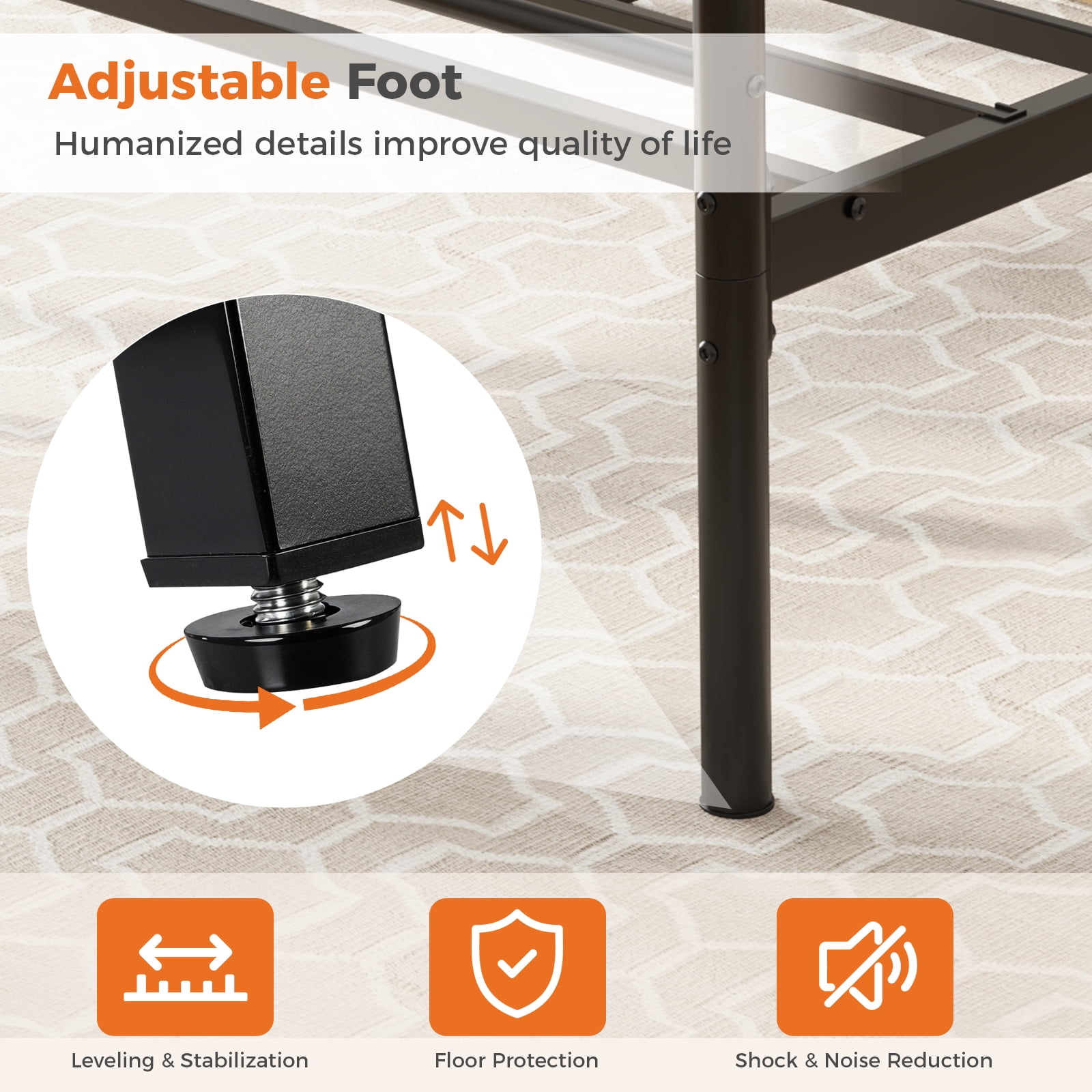 Gianna Twin Metal Platform Bed Frame with Steel Slat Support, Underbed Storage, No Box Spring Needed, Easy Assembly
