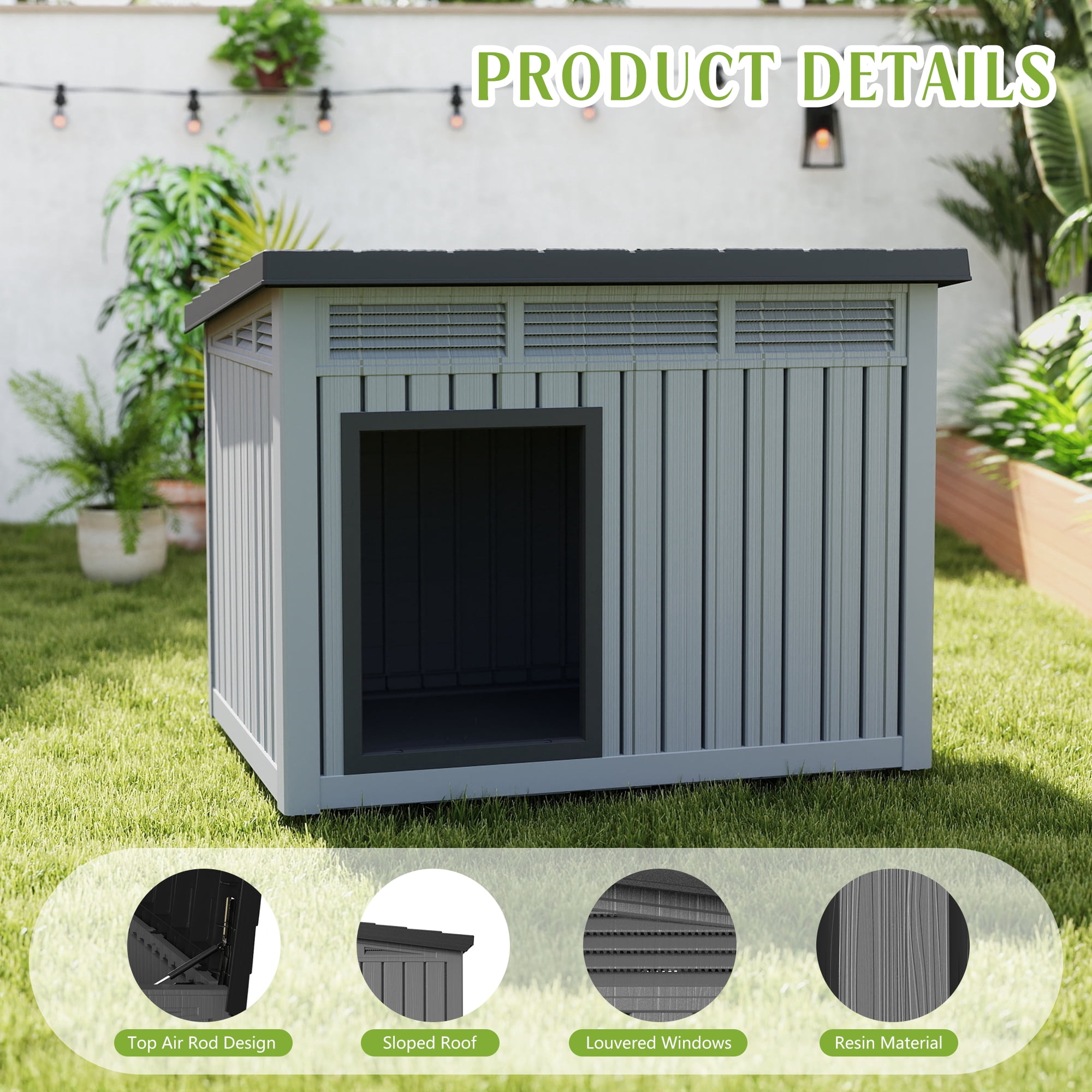 Dog House for Indoor & Outdoor Use - Weatherproof Roof & Removable Floor, Fits Small to Medium Dogs