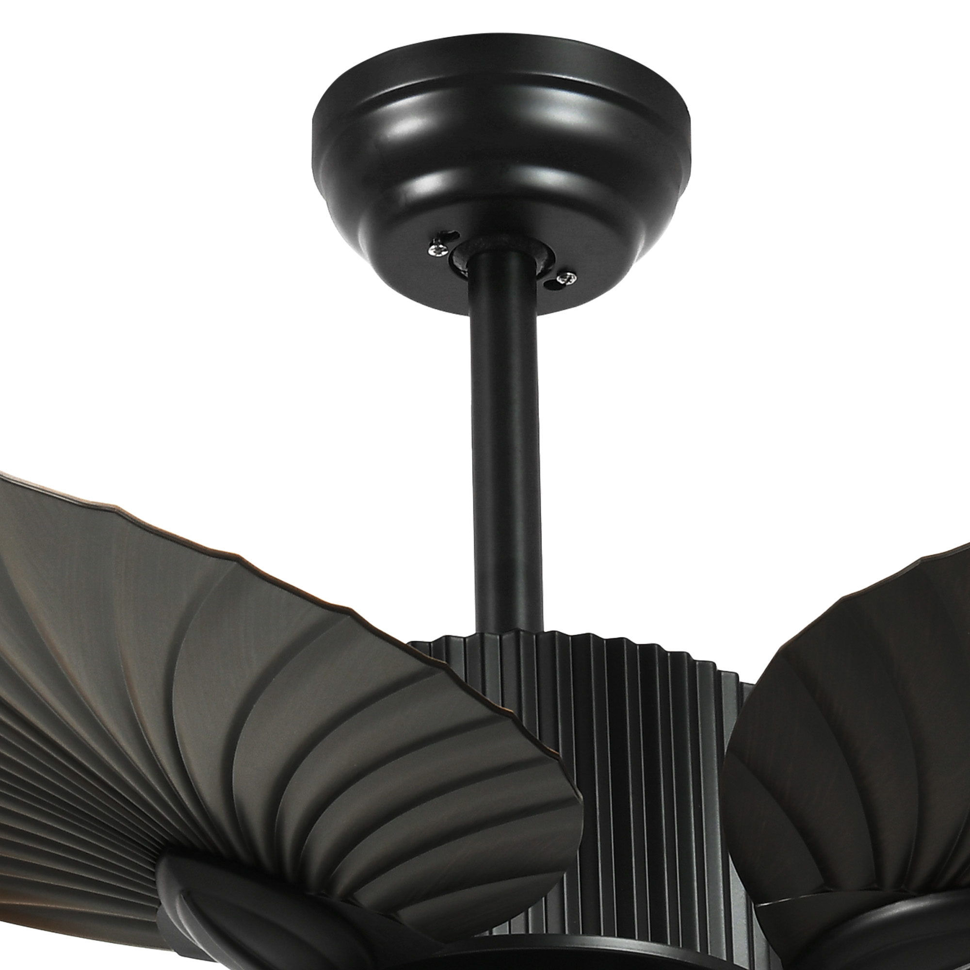 Uforic 52" Tropical Ceiling Fans with LED Light and Remote,Alexa,3 Ways Control,5 Palm Leaf blades Black Ceiling Fan