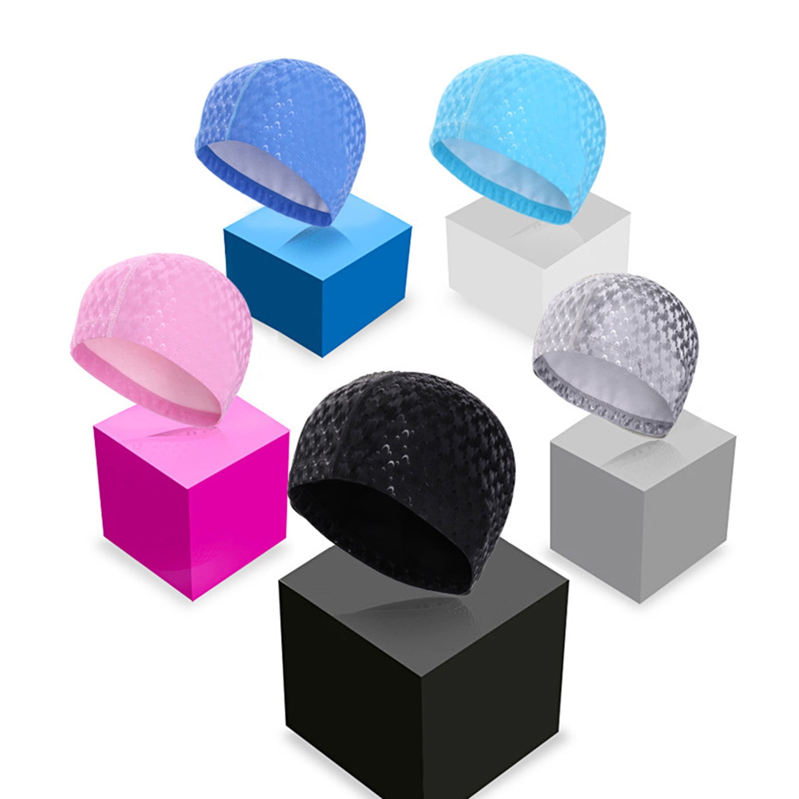 Cheers.US Swim Cap for PVC Swimcap for Long Hair Swimming Caps for