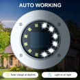 thumbnail image 4 of 12 LEDs 8pcs White Solar Ground Lights Waterproof Stainless Steel for Outdoor Garden Patio Lawn Yard Walkway [Energy Class A+++](White Light), 4 of 5