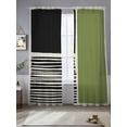 thumbnail image 2 of Sage Green Black Sheer Curtains 84 Inch Length 2 Panels Set Window Treatments, Farmhouse Striped Modern Abstract Art Rod Pocket Semi Curtains for Living Room/Bedroom/Kitchen Décor, 104"W x 84"L, 2 of 7