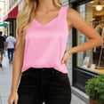thumbnail image 3 of Satin Tank Tops for Women Lightweight Dressy Casual V Neck Plain Sleeveless Shirt Summer Outfits, 3 of 5