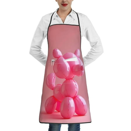 

Rocae Pink Balloon Puppy Art for Kitchen Aprons for Women Adjustable Cooking Kitchen Chef Apron for Men with Pockets