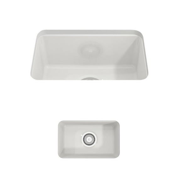 BOCCHI Sotto Undermount Fireclay 12 in. Single Bowl Kitchen Sink with Strainer in White
