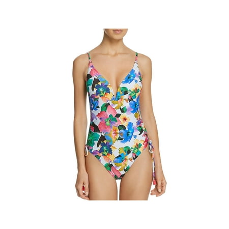 Nanette Lepore Womens Tropical Godess Floral V-Neck One-Piece Swimsuit
