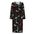 thumbnail image 3 of Yuyamidu HO-HO-HO Long Bathrobe for Women Christmas Long Sleeve Robe with Zipper Front Sleepwear Black Crewneck Spa Robes Size 2XL Comfy Mid-Length House Coats, 3 of 7