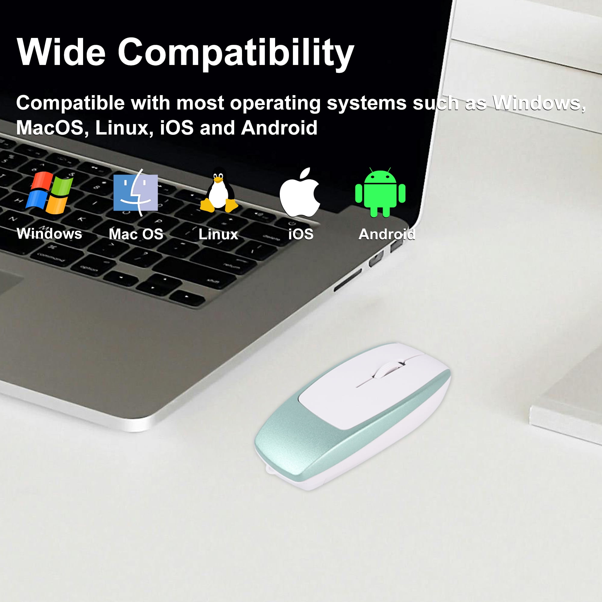 Dpisuuk Bluetooth Mouse Rechargeable Portable Mini Computer Mice with TF Card Reader Optical Lightweight Silent Wireless Mouse for Laptop Tablet Cell Phone Windows Mac OS Android iOS, Green