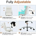 thumbnail image 6 of Modern Leather Conference Room Chair, High Back Home Office Chair – Adjustable Height Swivel Executive Computer Chair with Padded Seat & Armrest (White Frame with Gold Accents), 6 of 16