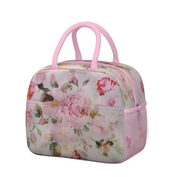 Womens Pioneer Flower Floral Print Pattern Lunch Box for Work,Insulated Lunch Bag for Women,Loncheras Para Mujer,Leakproof Adult Lunch Bag for Work,Beach,Travel,Picnic,Camping