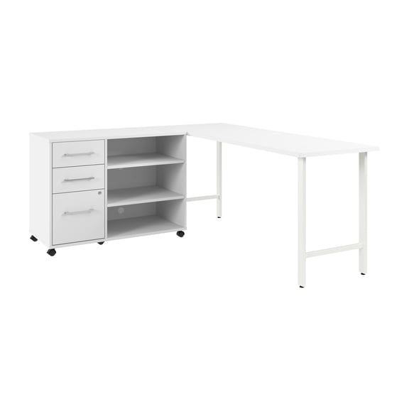 Hustle 72W x 24D Computer Desk with Storage in White - Engineered Wood