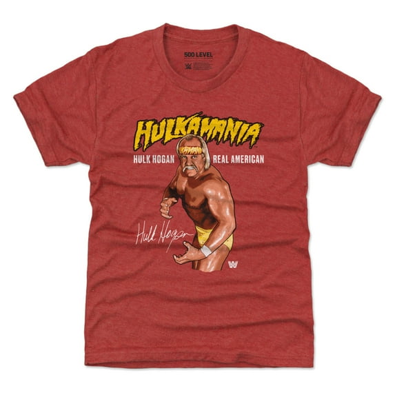 Youth 500 Level Heather Red Hulk Hogan Hulkamania Pose T-Shirt