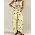 thumbnail image 5 of Women'S Polka-Dot Print High-Waist Seamed Wide-Leg Cropped Casual Pants Light Yellow L, 5 of 9