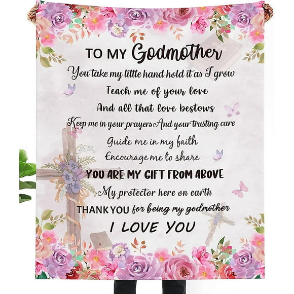 LHSHID Godmother Blanket Godmother Gifts from Godchild Christian Gift for God Mother Ultra Soft Flannel Throw Blanket for Bed Sofa 60x80in