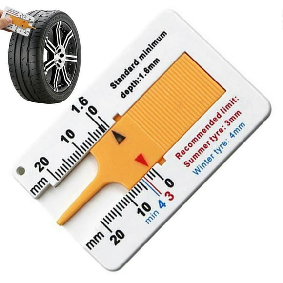 Tyre Depth Gauge, Tread Depth Gauge for Tyres, 020 mm Plastic Tyre Tread Depth Gauge, Depth Gauge for Car, Motorcycle, Van, SUV, Truck, Wheel Yellow