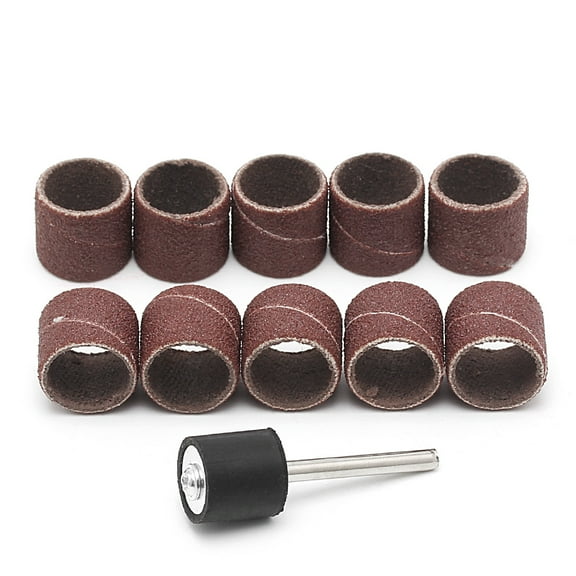 10 Pcs 12.5mm Grit 80# Sanding Bands 3.17mm Mandrel Rotary Tool Nail Drill Bits