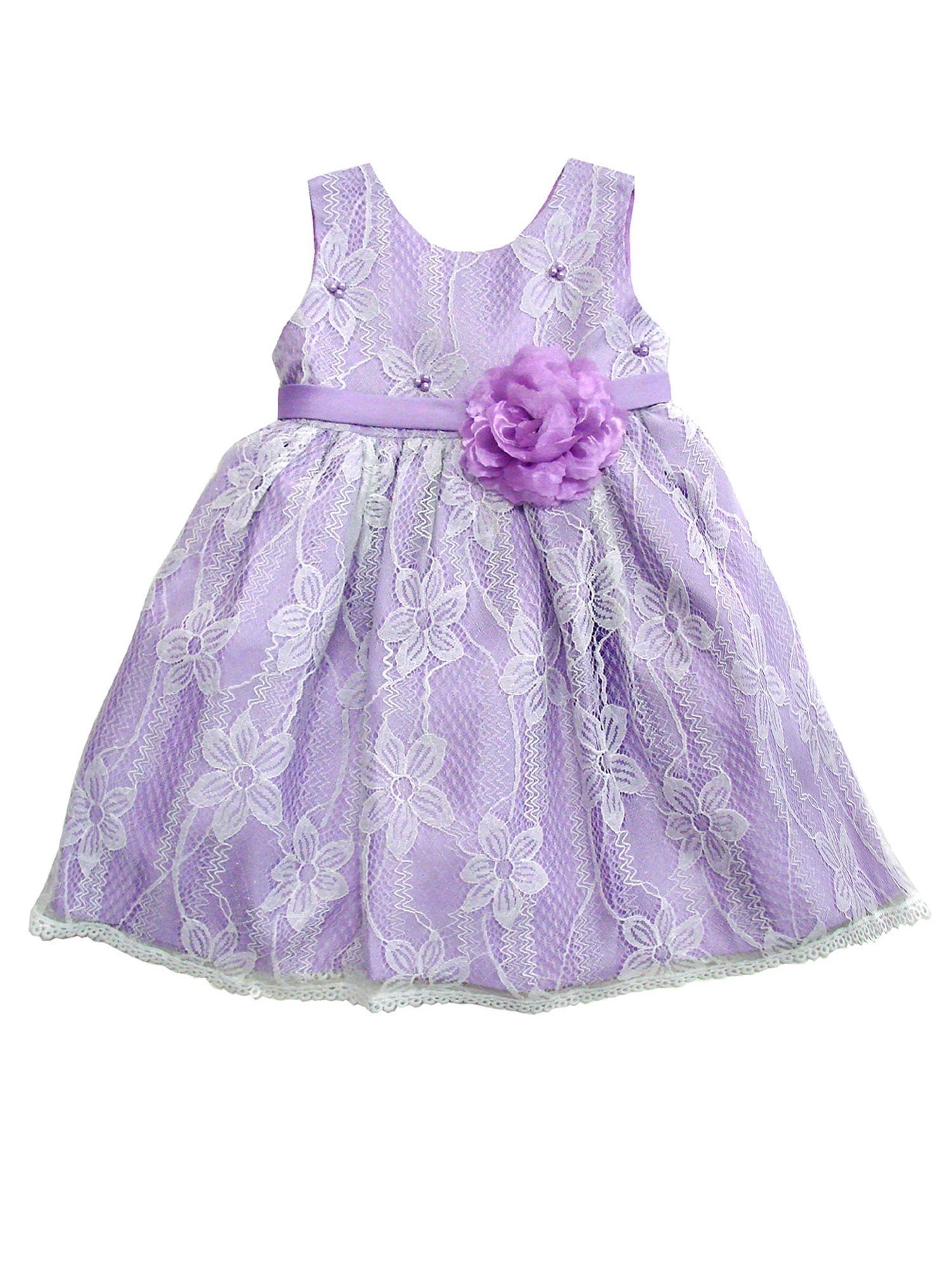 S. Square - S. Square Baby Girls Lilac Mesh Lace Sash Flower Girl Dress ...