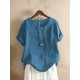 thumbnail image 1 of Ropa de calle de lino y algodón para mujer, Tops Y2k, camiseta Vintage de moda, camisas casuales para mujer, ropa elegante, camisetas, 1 of 4