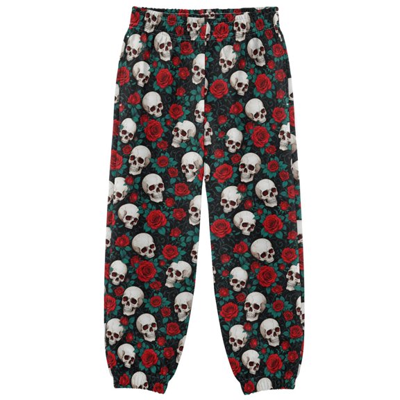 Skulls Roses Boys Pants Kids Casual Sweatpants Joggers Toddler Sports Pants 3-10 Years