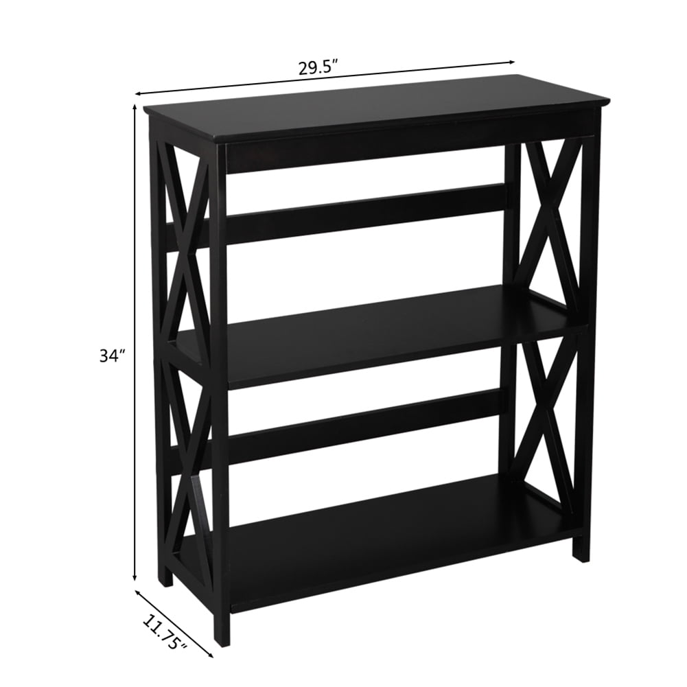 Industrial Small Bookshelf Storage Rack Wood 3-Tier Ladder Bookcase Organizer