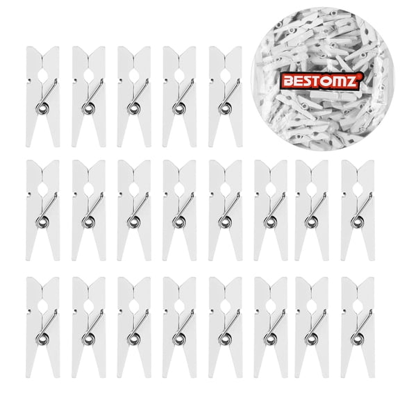 OATIPHO Craft Clips White Wooden Utility Clips for Decoration 100Pcs