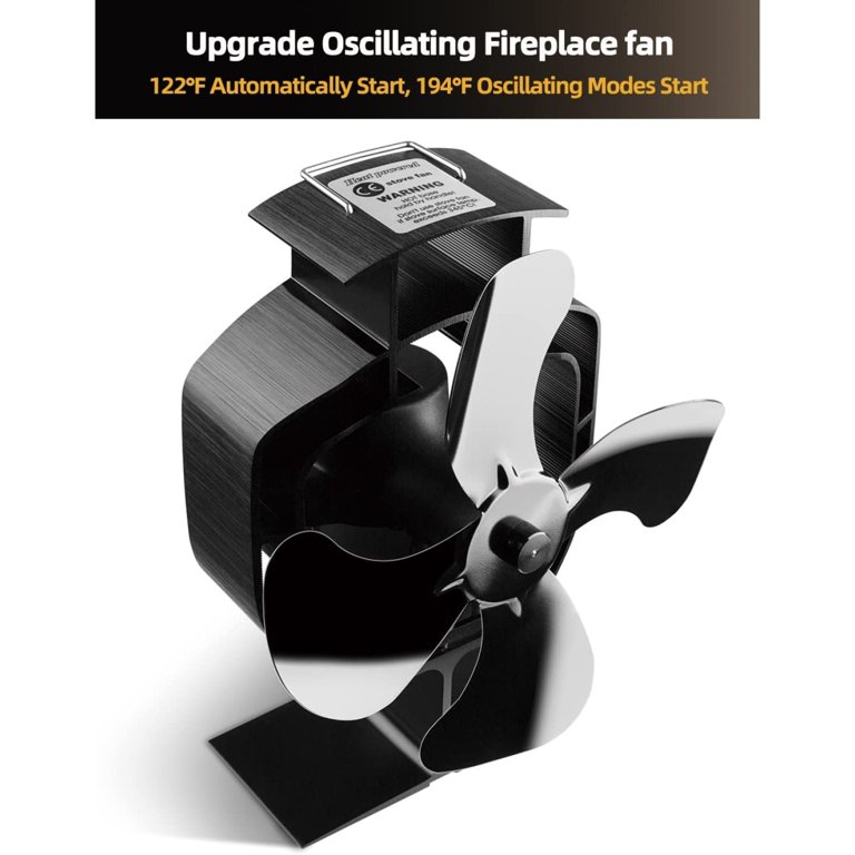 Stove Fan, Oscillating Fireplace fan : 122°F Automatically Start, 4 Blade,  Silent Operation. Normal u0026 46° Wide-angel Oscillation 2 Modes, Heat Powered  Black Blade - Walmart.com