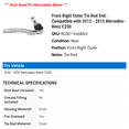 thumbnail image 2 of Front Right Outer Tie Rod End - Compatible with 2012 - 2015 Mercedes-Benz C250 2013 2014, 2 of 2