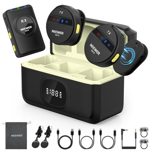 Micrófono inalámbrico NEEWER KM18 con estuche de carga USB C 20H