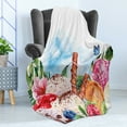 thumbnail image 4 of Tropical Soft Flannel Fleece Throw Blanket, Flowers and Butterflies with Ice Cream Berry Sauce and Chocolate Dessert Summer, Cozy Plush for Indoor and Outdoor Use, 60" x 80", Multicolor, by Ambesonne, 4 of 5