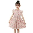 thumbnail image 4 of Akiihool Girls' Dresses Girls Dress Summer Ruffle Sleeve a Line Casual Party Dresses (Red,4-5 Years), 4 of 4