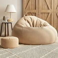 thumbnail image 2 of CSSAD Bean Bag Chair on Clearance, BeanBag Chairs for Teens, Kids and Adults, Living Room Furniture Couch Soft Velvet Sofa, Large Round Lazy Sofa, Khaki (with Filler), 2 of 6