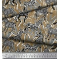thumbnail image 2 of Soimoi Brown Silk Fabric Leaves & Wild Animal Decor Fabric Printed BTY 42 Inch Wide, 2 of 3