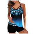 thumbnail image 2 of UTTOASFAY Women Swimsuits On Womens Multi Color Tie-Dye Print Set Two Piece Swimdress and Panty Swimsuits Blue XXL, 2 of 9