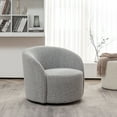 thumbnail image 4 of 34" W Mid Century Modern Swivel Barrel Chair, Round Upholstered Boucle Swivel Accent Chairs, No Assembly Sofa Chair for Living Room Bedroom Reading Apartment Lounge Nursery(Gray), 4 of 14